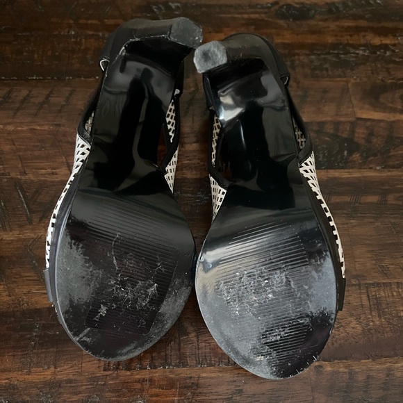 Naughty Monkey ‘Flirt’ Black & White Laser Cut Buckle Heels - Picture 4 of 4